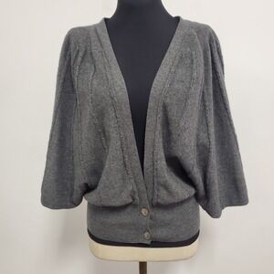 Triangle Y2K Cashmere Cardigan Size L Sweater Dolman Gray Old Money Blaire Cape